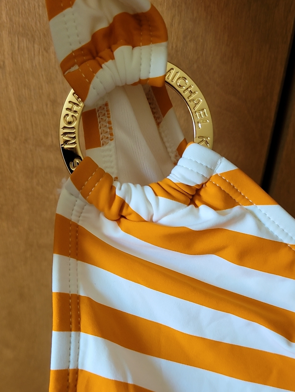 Michael Kors Striped One-Piece Swimsuit in Orange and White - Picture 2 of 6